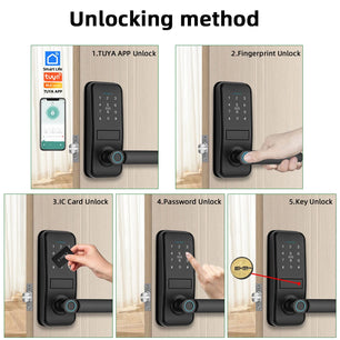 Aluminium Alloy Fingerprint Bluetooth Reversible Handle Door Lock