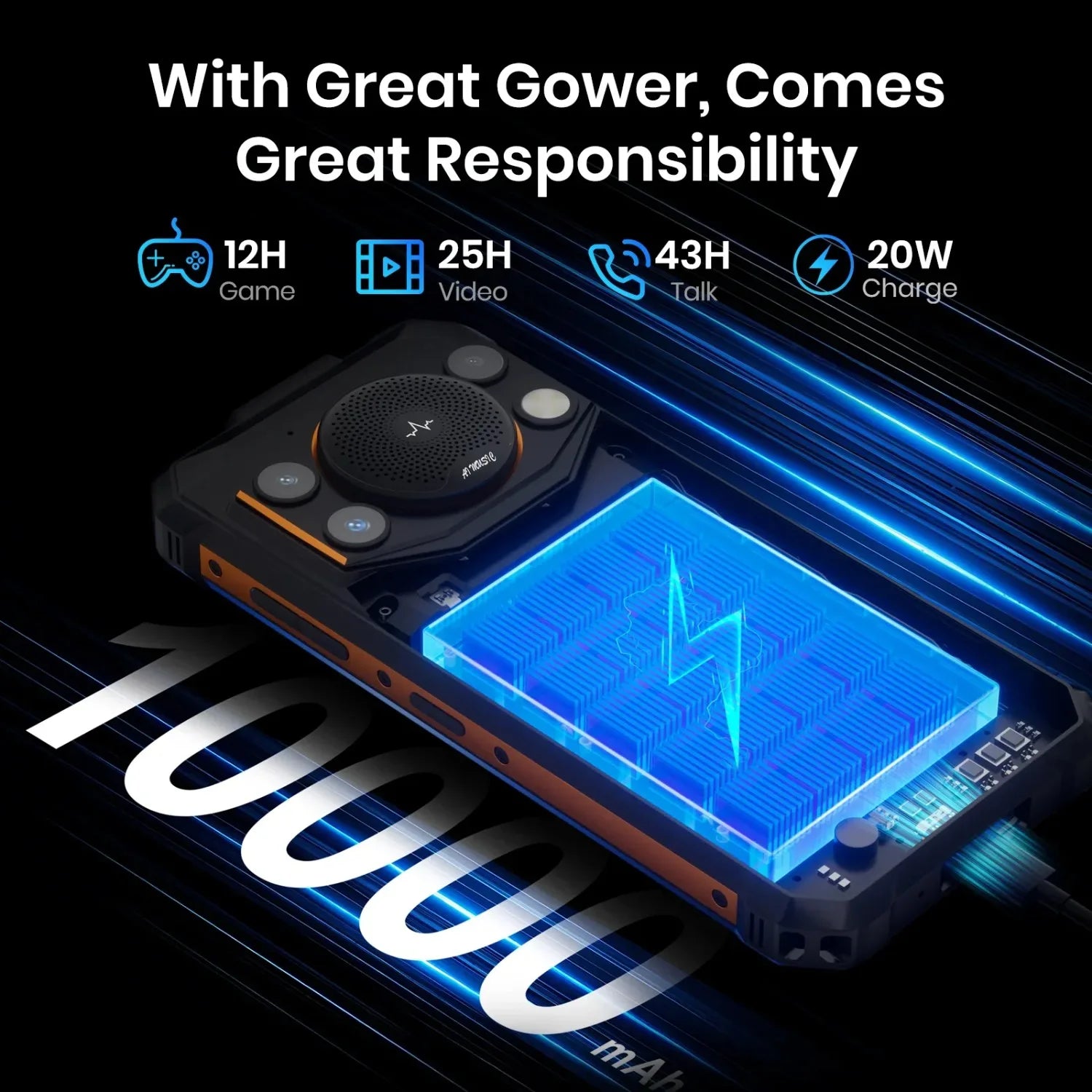 10000mAh 6.75 Inch 128GB Android F110 Pro 5G Rugged Smartphone