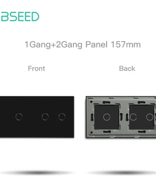 Bseed 10A Alloy 2 Gang Crystal Glass Panel Light Touch Switch