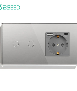 Bseed 16A Alloy 3 Gang Crystal Glass Panel Wall Light Touch Switch