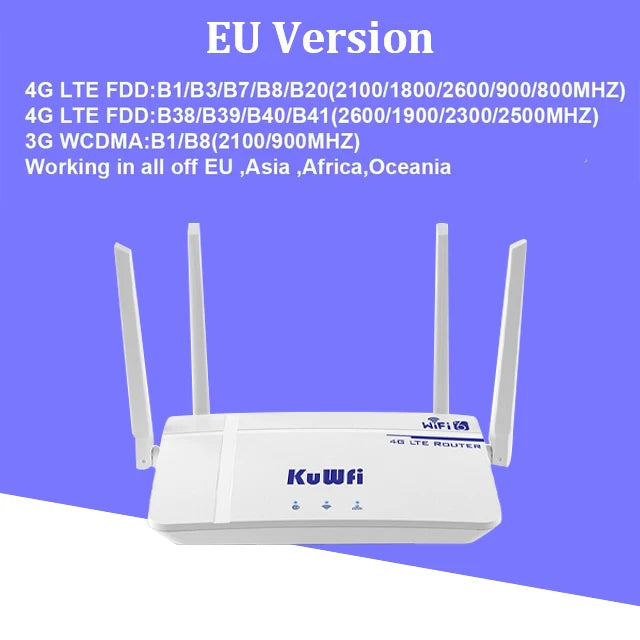 300Mbps 2.4GHz Fixed Antenna LTE Router With SIM Card Slot