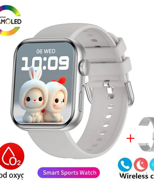 Silica Gel Smart Bluetooth Voice Support Square Shaped Sports Watch