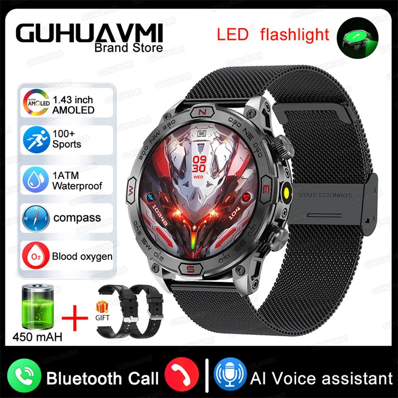 Stainless Steel Waterproof Android Round Shaped Bluetooth Smartwatch