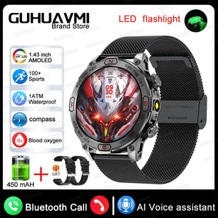 Stainless Steel Waterproof Android Round Shaped Bluetooth Smartwatch