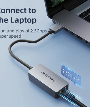 Aluminum Alloy USB A Ethernet Adapter 2.5Gbps Adapter For Laptop