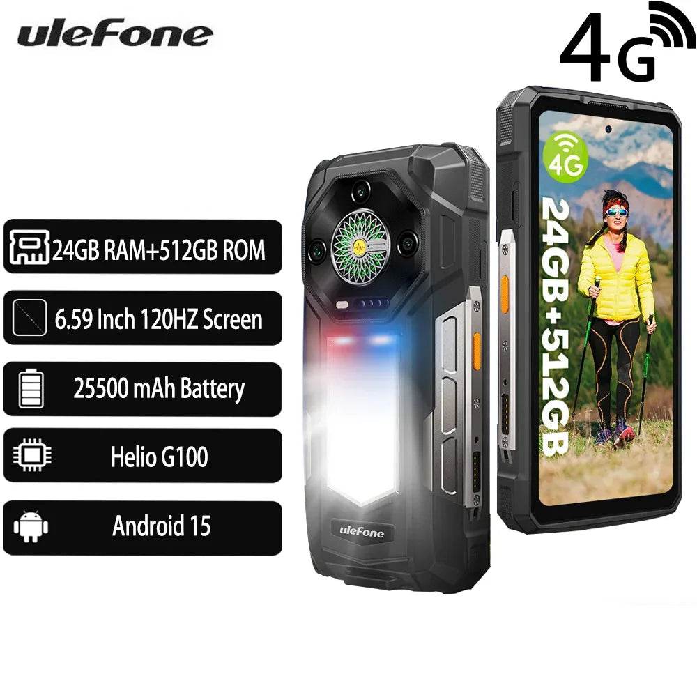 25500mAh 6.95'' 512GB Android Armor 33 4G Rugged Smartphone
