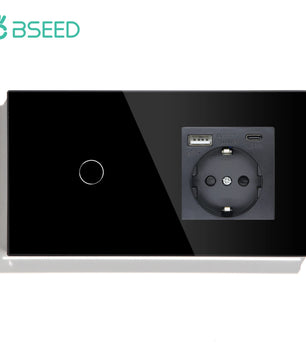 Bseed 16A Alloy 3 Gang Crystal Glass Panel Wall Light Touch Switch