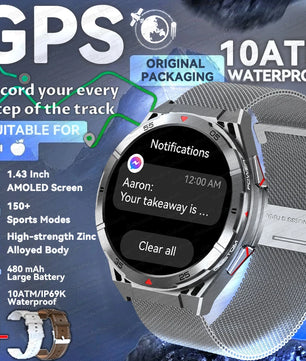 Waterproof AMOLED Display Android GPS Round Shape Smartwatch