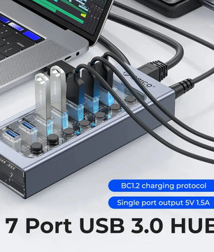 Orico 7-IN-1 Aluminum Alloy USB 3.0 Splitter Docking Station Hub