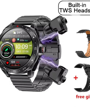 2-In-1 Silica Gel Bluetooth Earphones With Round Smartwatch