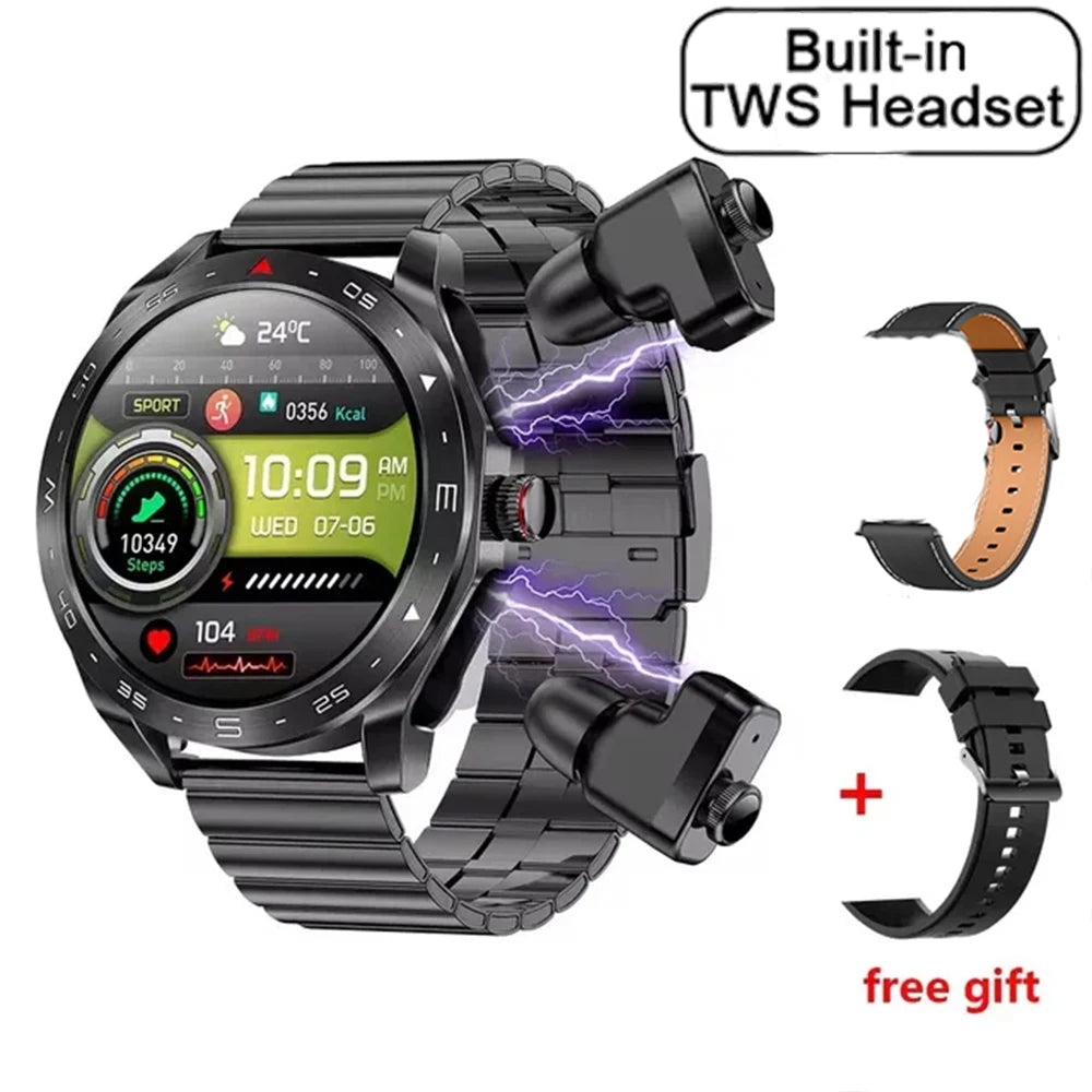 2-In-1 Silica Gel Bluetooth Earphones With Round Smartwatch