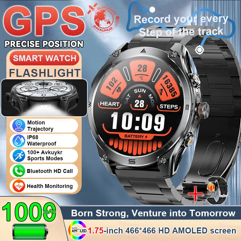 Steel Waterproof Android Round Shape On-Wrist Smartwatch