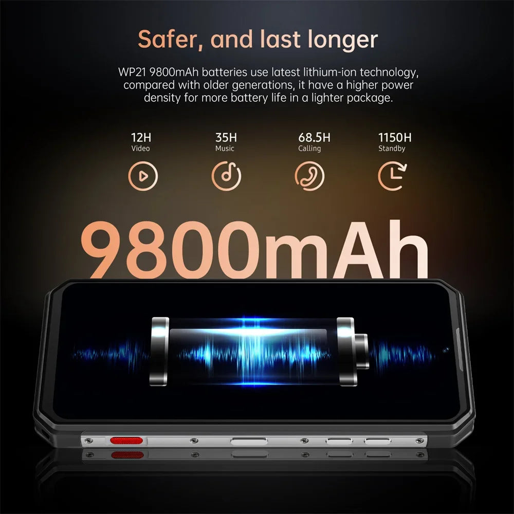 9800mAh 6.78" 12GB 256GB Android WP21 Rugged 4G Smartphone