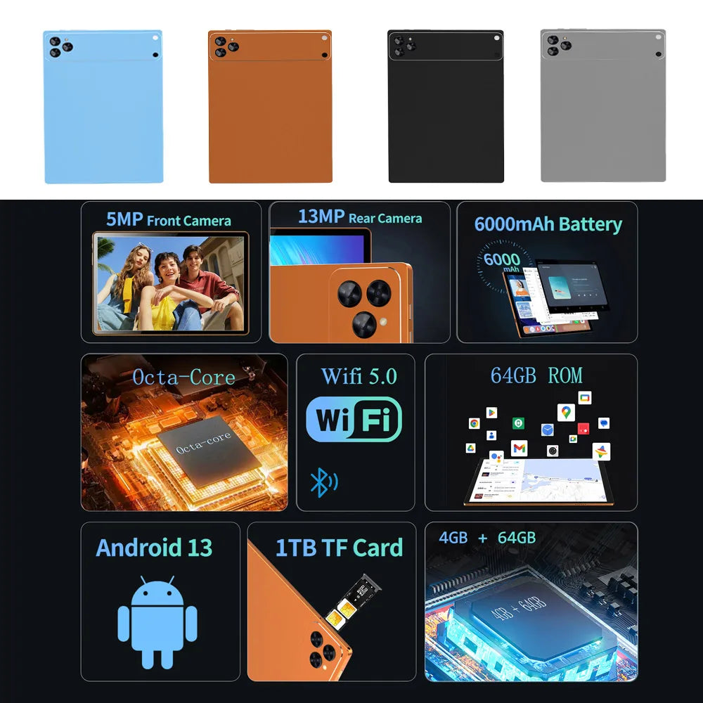 Sauenaneo 10.1-inch Android 4GB RAM 64GB Supports Dual Cameras Dual SIM Tablet