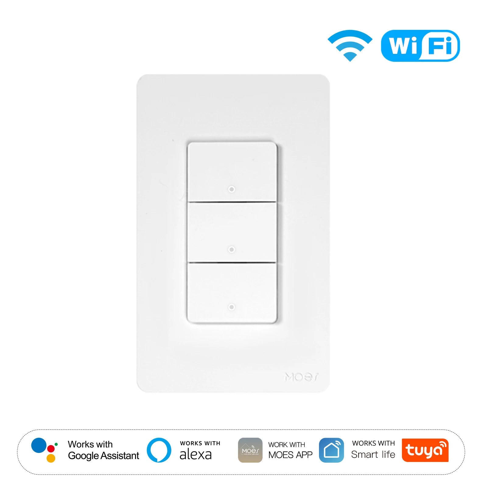 MOES Tuya WiFi Smart Wall Button Switch with Alexa Google