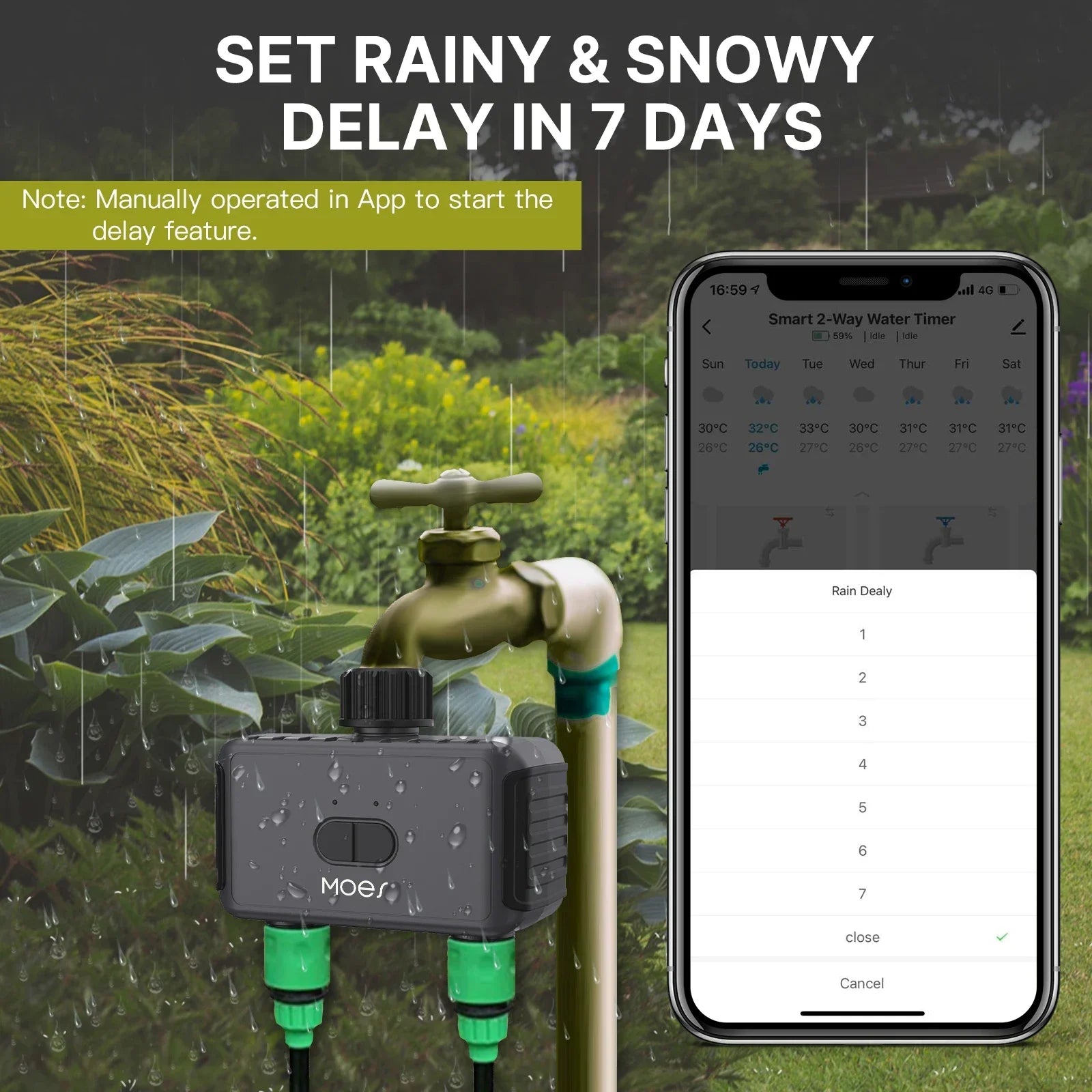 MOES Smart Bluetooth Sprinkler Timer with App Control & Rain Delay