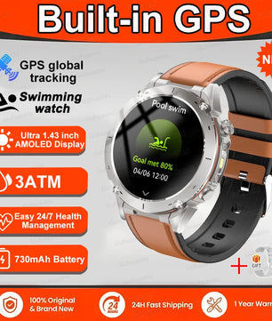 Fine Steel Waterproof Android Round Shaped Bluetooth Smartwatch