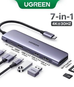 Metal USB-C HUB HDMI Compatible Card Reader for Laptop MacBook