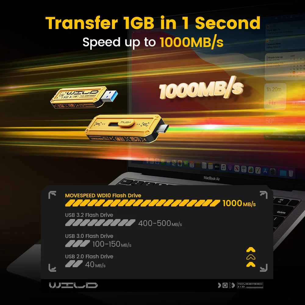 2TB Metallic USB 3.2 Rectangle Shaped Memory Stick Pen Drive