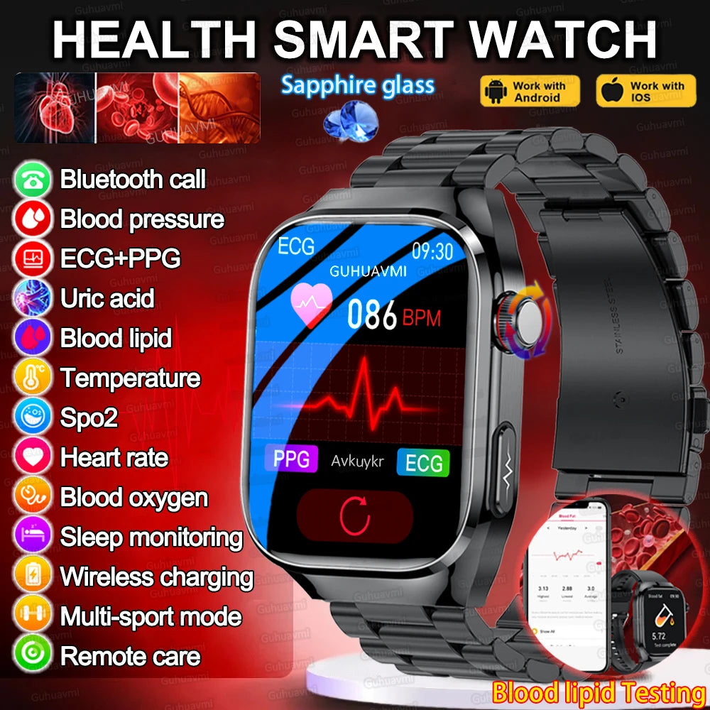 Fine Steel Waterproof Android Square Shaped Bluetooth Smartwatch