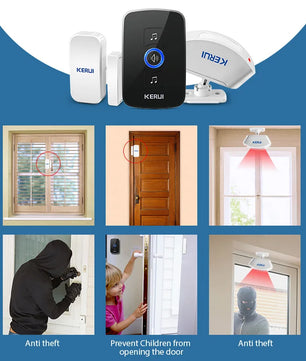 Kerui Plastic Wireless Waterproof Battery Cordless Remote Doorbell