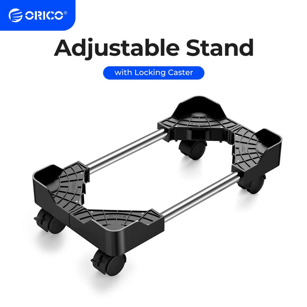ABS Adjustable Computer Towers Stand with 4 Locking Caster Wheels