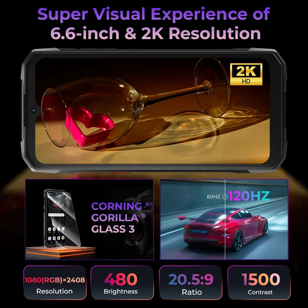 6280mAh 256GB Android Cyber 15 Rugged Type-C Smartphone