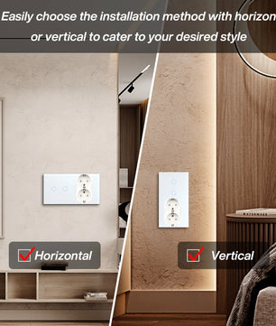 Bseed 10A Alloy 3 Gang Touch Switch With Double Wall Socket