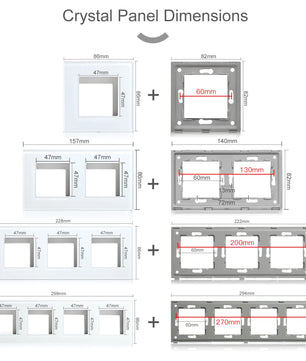 Bseed 16A Glass Panel Single Double Triple Electric Wall Socket