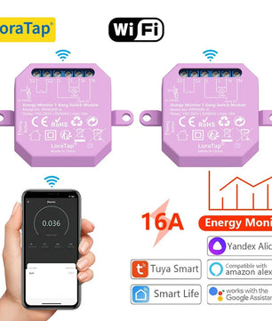 LoraTap 16A Plastic Automatic WIFI Relay Breaker Smart Module