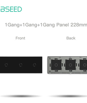 Bseed 10A Alloy 3 Gang Crystal Glass Panel Wall Light Touch Switch