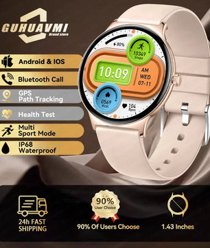 Silica Gel Full Touch Screen Android Round Shaped Digital Smartwatch