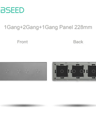 Bseed 10A Alloy 3 Gang Crystal Glass Panel Wall Light Touch Switch