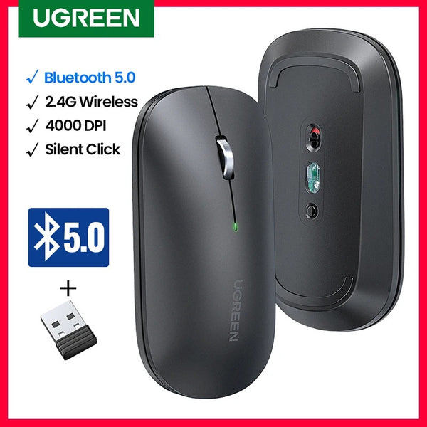 Ugreen 4000 DPI 2.4G USB Bluetooth Support Wireless Portable Mouse