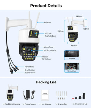 Boavision 6MP WIFI Dual Lens Auto Tracking Audio Dome Camera