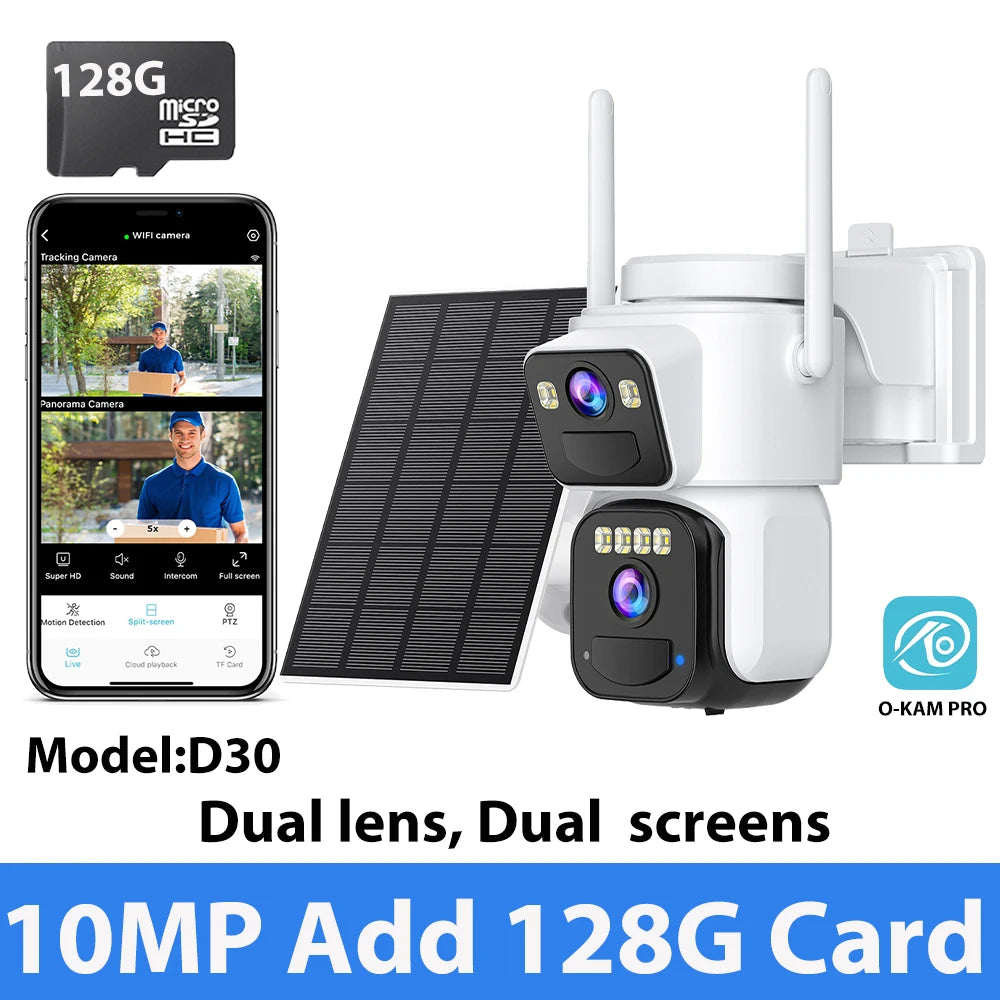10MP 5K Wireless Solar Wifi Dual Lens Surveillance Camera