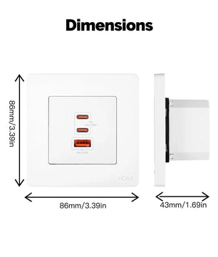 Moes 65W PD3.0 3 Ports Fast Electrical Charger Wall Outlet 