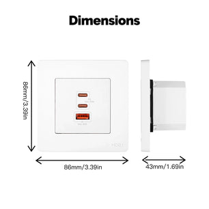 Moes 65W PD3.0 3 Ports Fast Electrical Charger Wall Outlet 