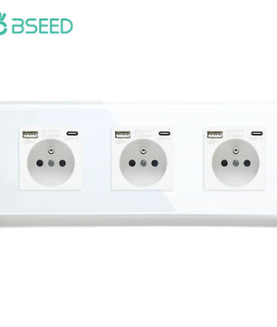 Bseed 16A Glass Panel Single Double Triple Electric Wall Socket