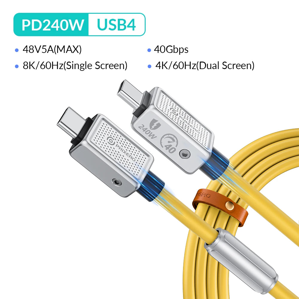 40Gbps Aluminum Alloy PD240W Type-C Fast Charging Cable