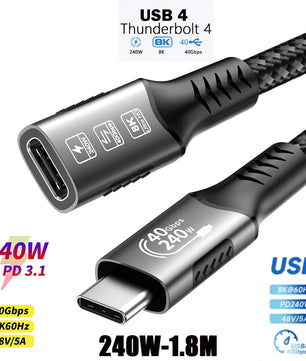 40Gbps Type-C High Speed Charging Cable Male to Female Extender