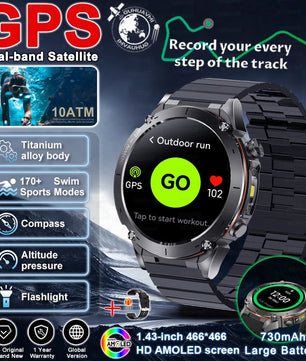 Fine Steel Waterproof Android Round Shaped Amoled Screen Smartwatch