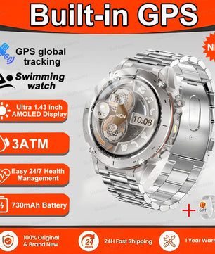 Fine Steel Waterproof Android Round Shaped Bluetooth Smartwatch