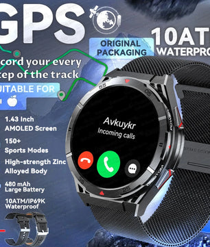 Waterproof AMOLED Display Android GPS Round Shape Smartwatch