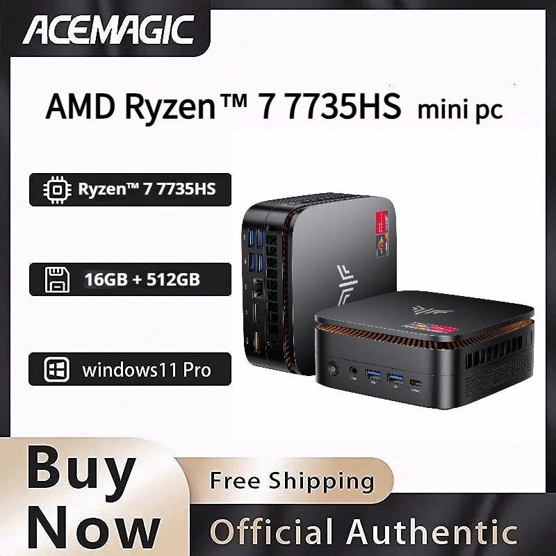 16GB 512GB DPDDR5 Ryzen 7 7735HS 4K Display Mini Computer