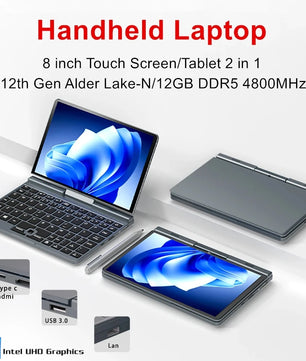 8 Inch 4 Cores 12th Gen Touch Screen 12G DDR5 Gaming Mini Laptop
