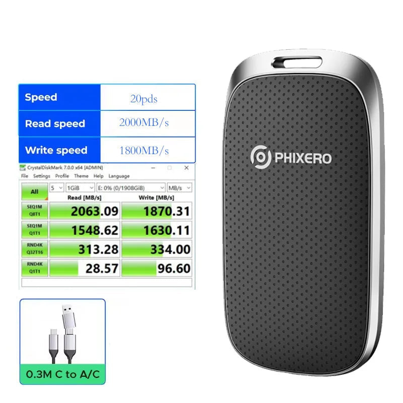 128GB USB 3.2 External Type-C Solid State Drive For Laptop