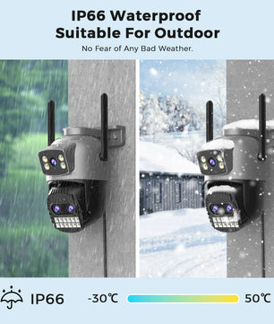 IP66 15MP 35m Wifi Outdoor Three Lens Surveillance Camera