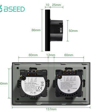 Bseed Alloy 3 Gang Wifi Smart Roller Shutter APP Control Switch