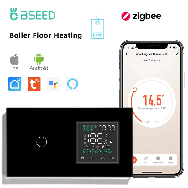 Bseed 10A Glass Panel Touch Light Wall Zigbee Gas Boiler Switch